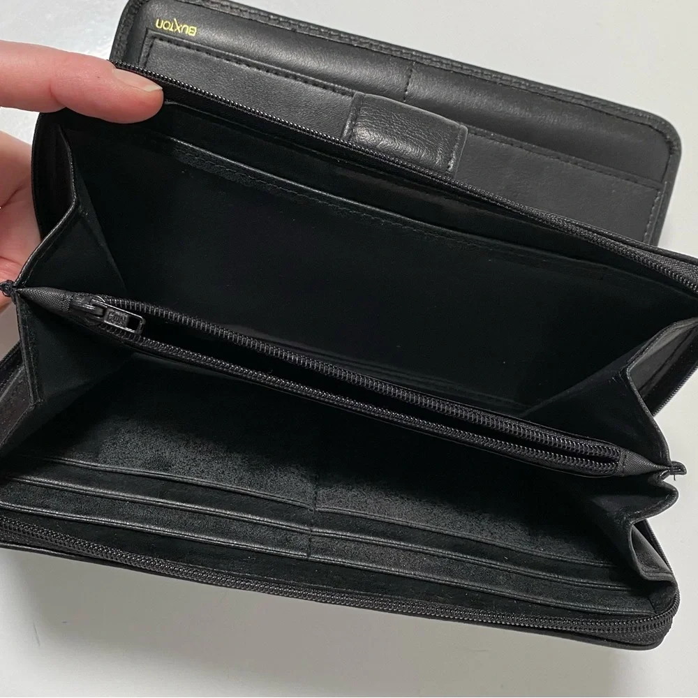 Buxton Black Leather Wallet Model 39 Ensemble Clutch